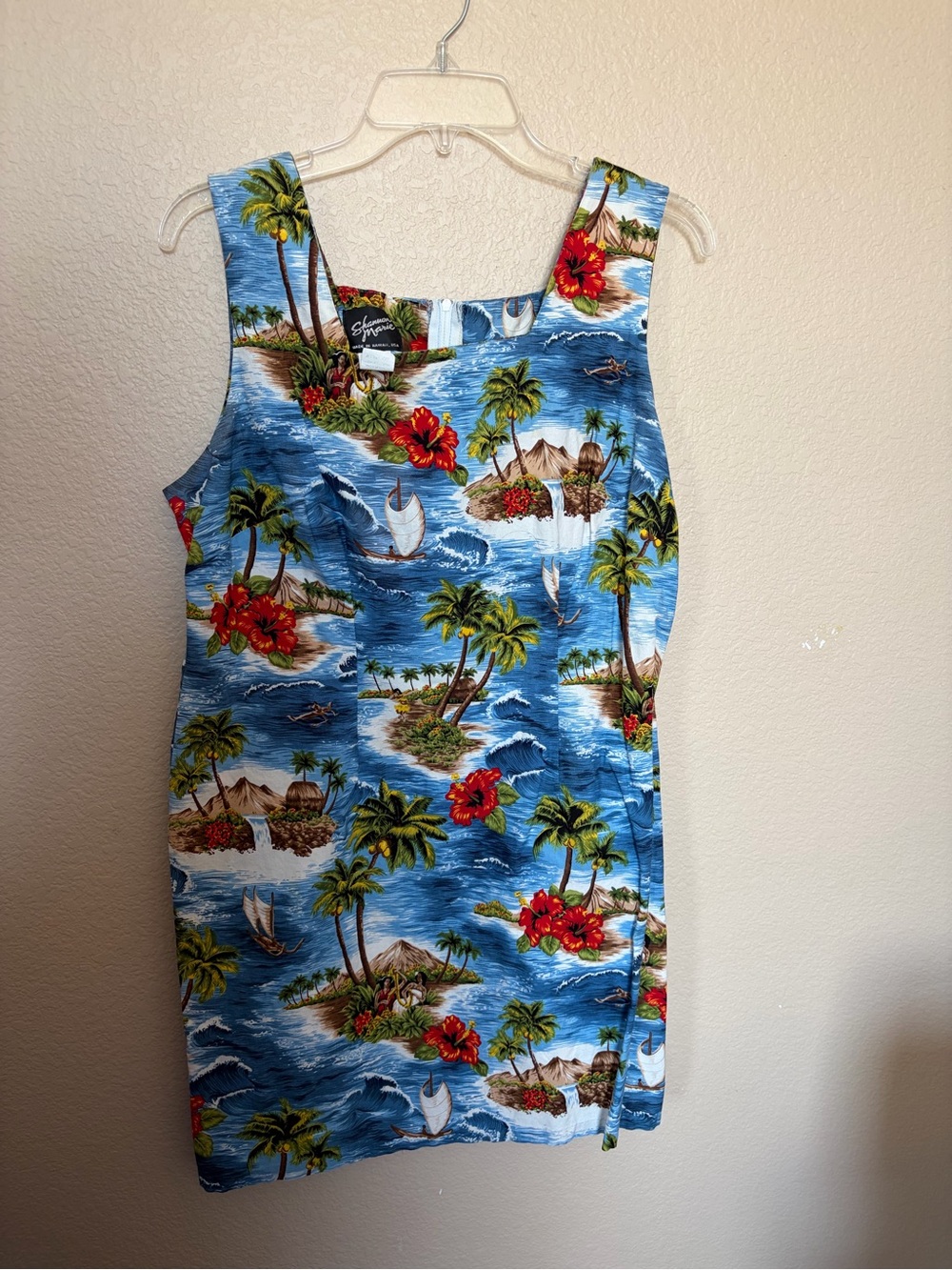 Women Blue Tropical Print One-Piece Dress by Sienna (Size: XXL)